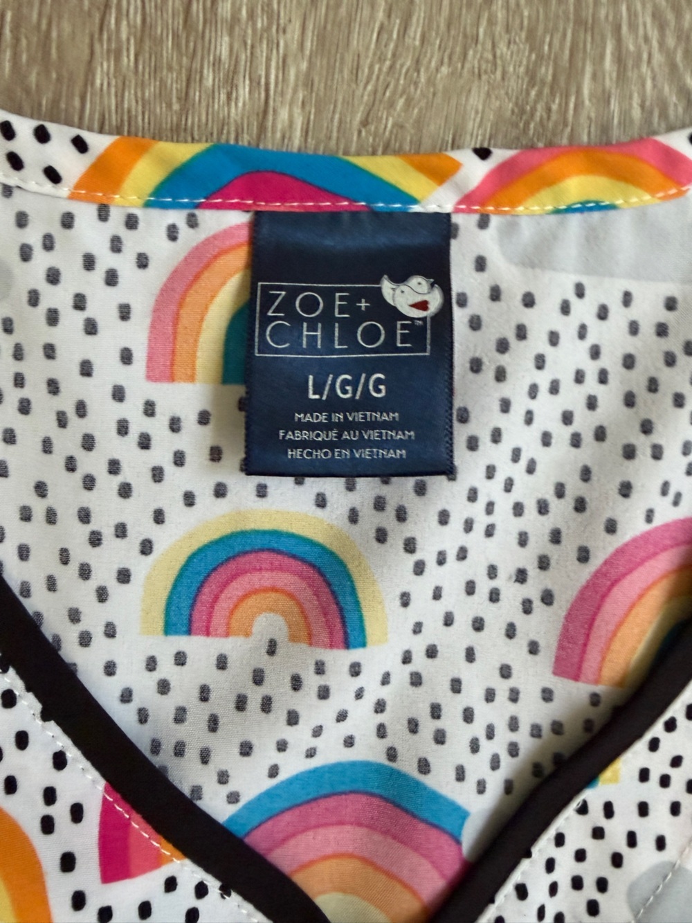 Set of Carhartt Gray Scrub Track Pants and Rainbow Scrub Top - Picture 3 of 10